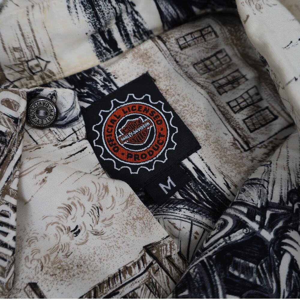 Vintage Harley Davidson x Tori Richards Allover Print Viscose Button Up Shirt - Picture 6 of 9